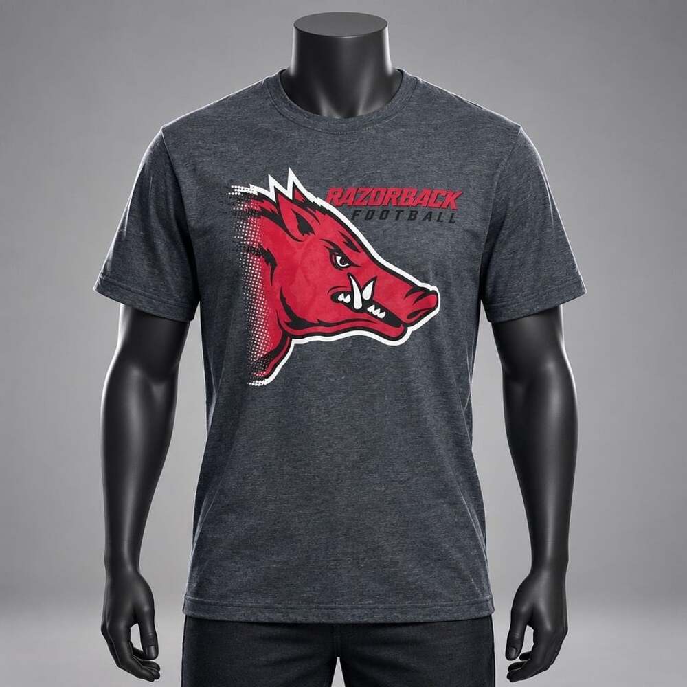 Gildan Arkansas Razorbacks Football T-Shirt Size XL Gray